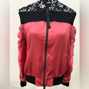 Project Runway Pink Off the Shoulder Bomber Jacket- Sz Large